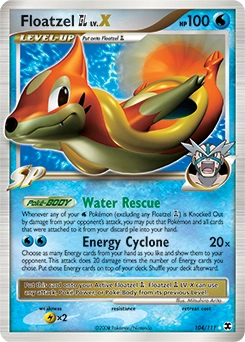 Floatzel GL LV.X Pokémon card, number 104