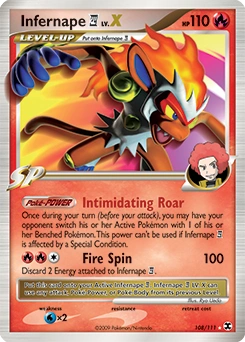 Infernape E4 LV.X Pokémon card, number 108