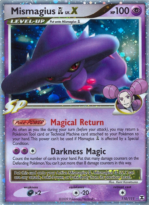 Mismagius GL LV.X Pokémon card from Rising Rivals, number 110 (Holo print)