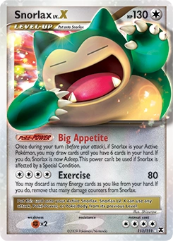 Snorlax LV.X Pokémon card, number 111