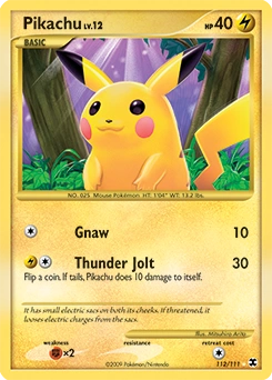 Pikachu Pokémon card, number 112