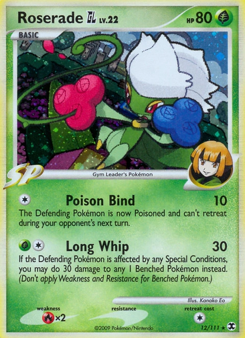 Roserade GL Pokémon card from Rising Rivals, number 12 (Holo print)