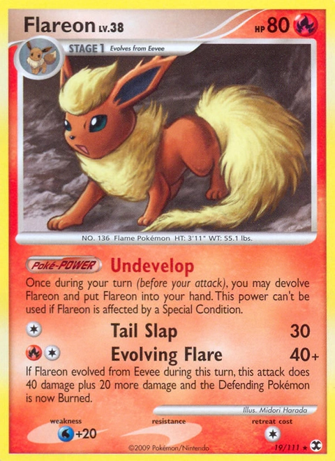 Flareon Pokémon card from Rising Rivals, number 19 (Standard print)