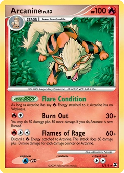 Arcanine Pokémon card, number 1