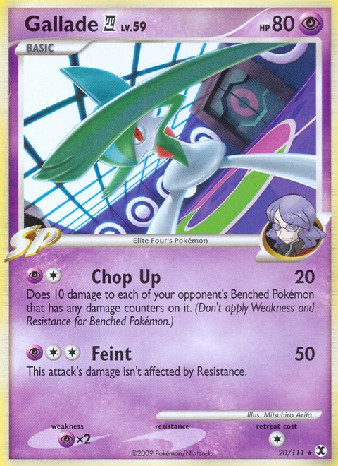 Gallade E4 Pokémon card from Rising Rivals, number 20 (Standard print)