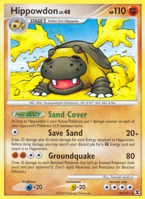 Hippowdon Pokémon card from Rising Rivals, number 25 (Standard print)