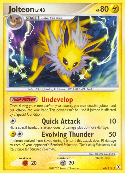 Jolteon Pokémon card from Rising Rivals, number 26 (Standard print)