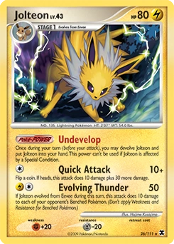 Jolteon Pokémon card, number 26
