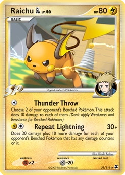 Raichu GL Pokémon card, number 31