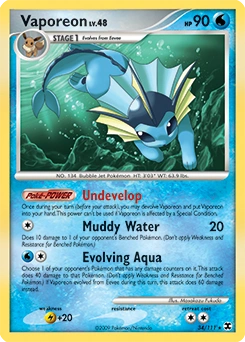 Vaporeon Pokémon card, number 34