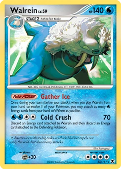 Walrein Pokémon card, number 36