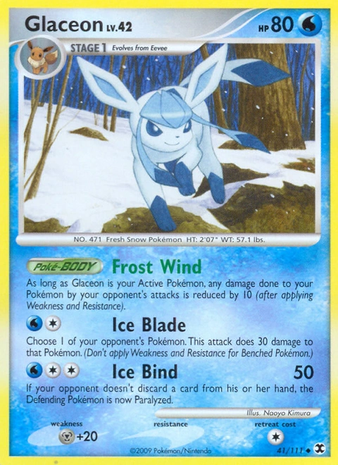 Glaceon Pokémon card from Rising Rivals, number 41 (Standard print)