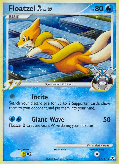 Floatzel GL Pokémon card from Rising Rivals, number 4 (Holo print)