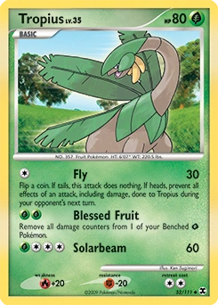 Tropius Pokémon card, number 52
