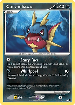 Carvanha Pokémon card, number 58