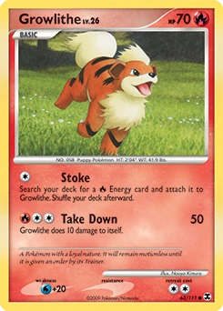 Growlithe Pokémon card, number 63