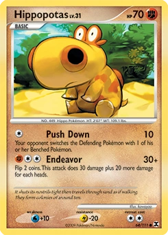Hippopotas Pokémon card, number 64