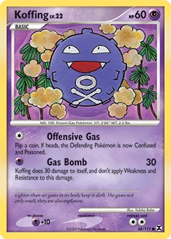 Koffing Pokémon card, number 68