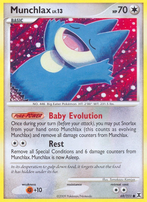 Munchlax Pokémon card from Rising Rivals, number 69 (Standard print)