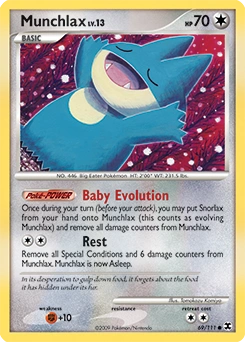 Munchlax Pokémon card, number 69
