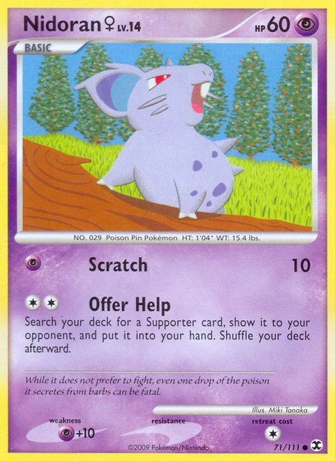 Nidoran ♀ Pokémon card from Rising Rivals, number 71 (Standard print)