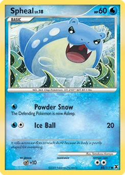 Spheal Pokémon card, number 82