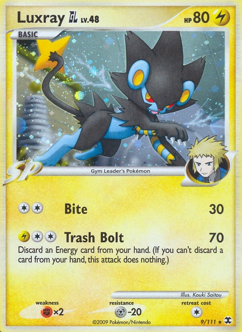 Luxray GL Pokémon card from Rising Rivals, number 9 (Holo print)