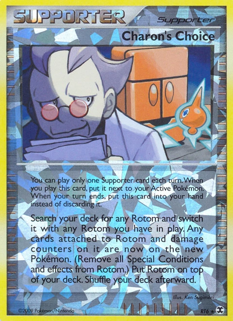 Charon's Choice Pokémon card from Rising Rivals, number RT6 (Holo print)
