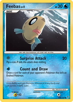 Feebas Pokémon card, number 104