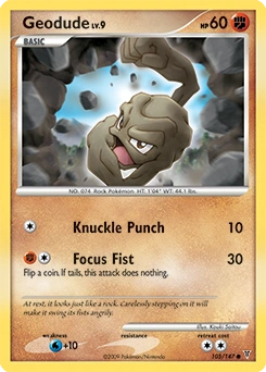 Geodude Pokémon card, number 105