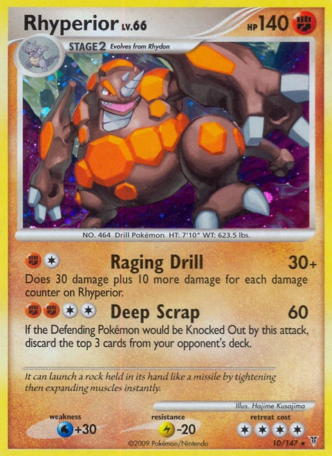 Rhyperior Pokémon card from Supreme Victors, number 10 (Holo print)