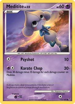 Meditite Pokémon card, number 113