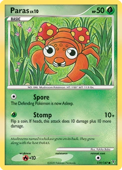 Paras Pokémon card, number 119