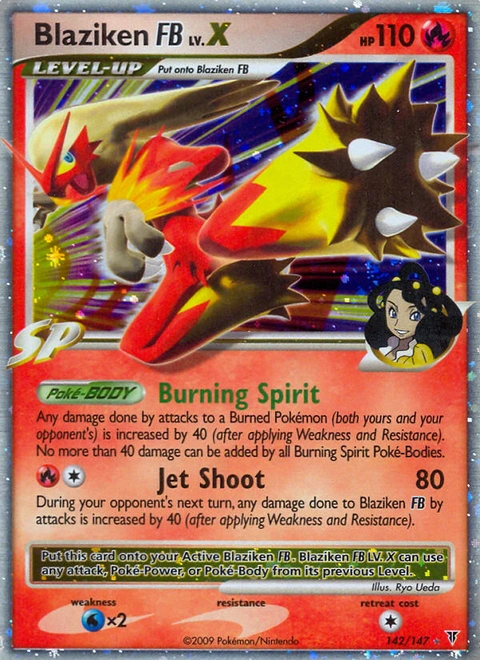 Blaziken FB LV.X Pokémon card from Supreme Victors, number 142 (Holo print)