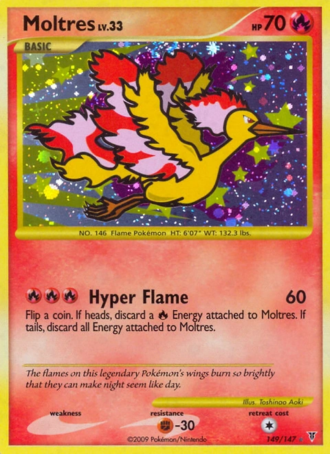 Moltres Pokémon card from Supreme Victors, number 149 (Holo print)