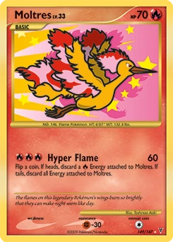 Moltres Pokémon card, number 149