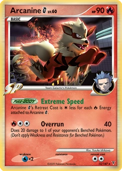 Arcanine G Pokémon card, number 15