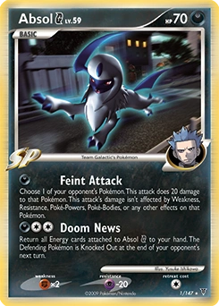 Absol G Pokémon card, number 1