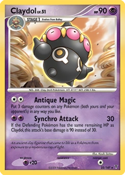 Claydol Pokémon card, number 22