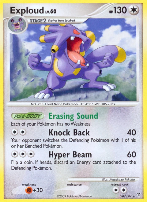 Exploud Pokémon card from Supreme Victors, number 28 (Standard print)