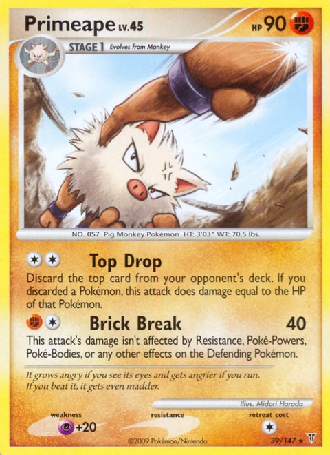 Primeape Pokémon card from Supreme Victors, number 39 (Standard print)