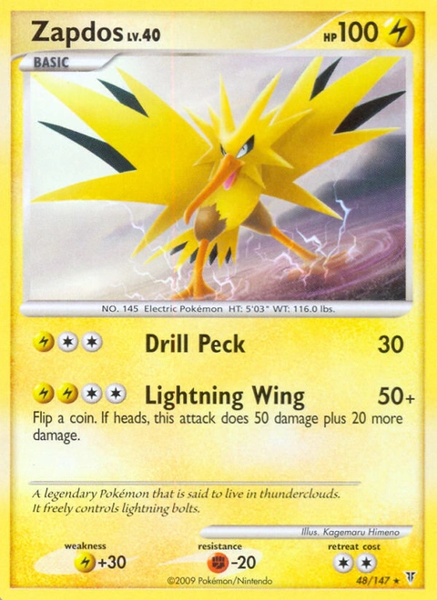 Zapdos Pokémon card from Supreme Victors, number 48 (Standard print)