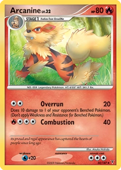 Arcanine Pokémon card, number 50