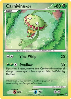 Carnivine Pokémon card, number 53
