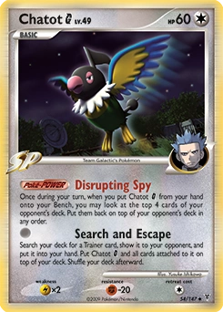 Chatot G Pokémon card, number 54