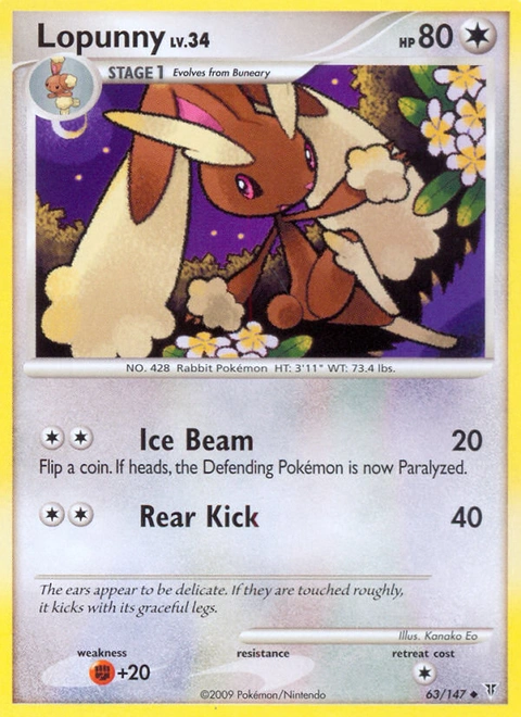 Lopunny Pokémon card from Supreme Victors, number 63 (Standard print)