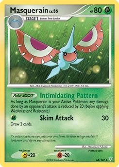 Masquerain Pokémon card, number 68
