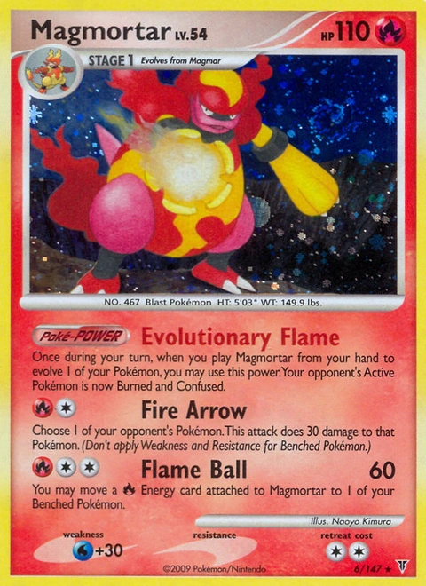 Magmortar Pokémon card from Supreme Victors, number 6 (Holo print)