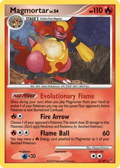 Magmortar Pokémon card, number 6
