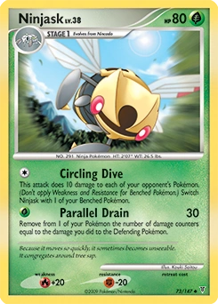 Ninjask Pokémon card, number 73